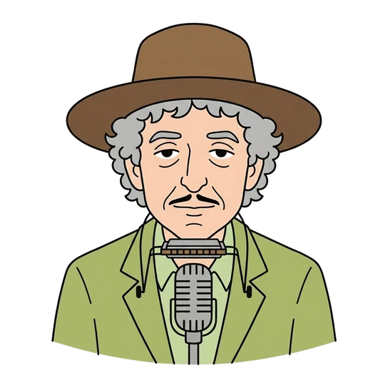 Bob Dylan, drawn as a line-art portrait