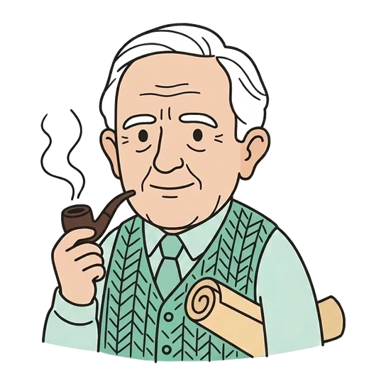 J.R.R. Tolkien, drawn as a line-art portrait