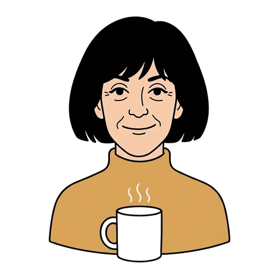 Nora Ephron, drawn as a line-art portrait