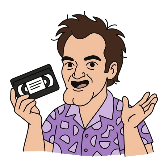 Quentin Tarantino, drawn as a line-art portrait