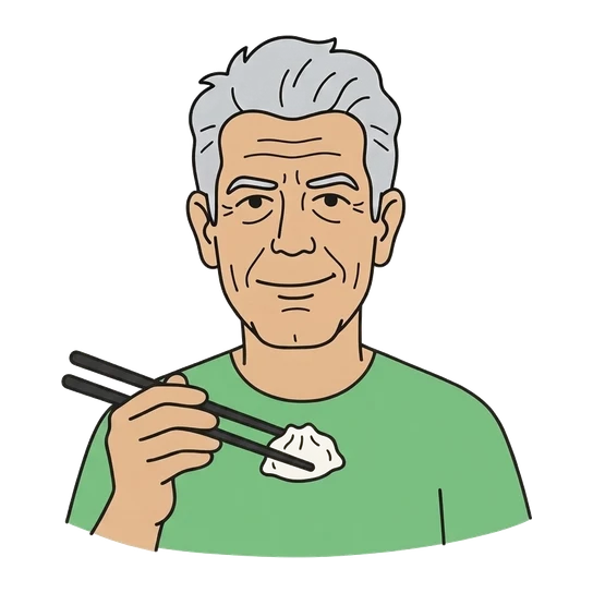 Anthony Bourdain, drawn as a line-art portrait