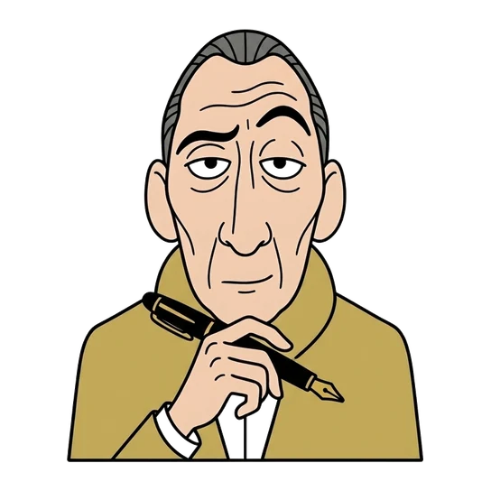 Anton Ego, drawn as a line-art portrait