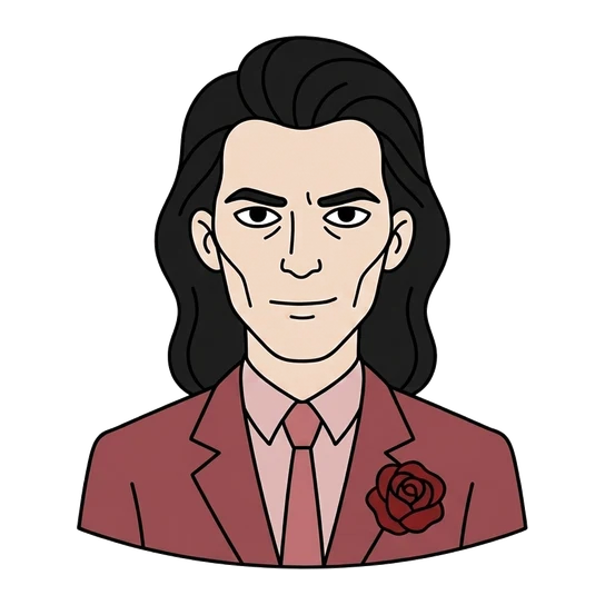 Nick Cave, drawn as a line-art portrait