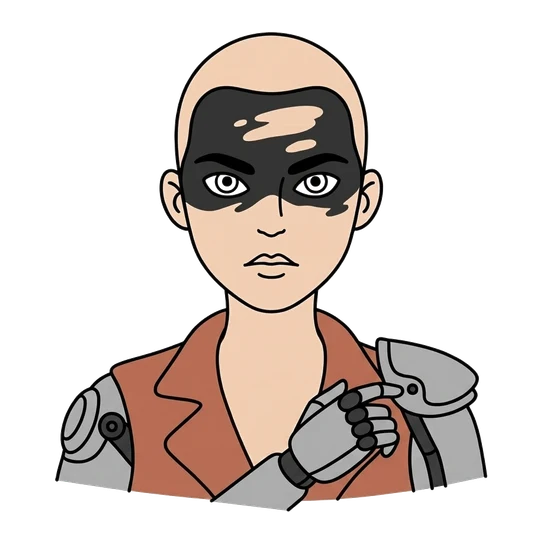Furiosa, drawn as a line-art portrait
